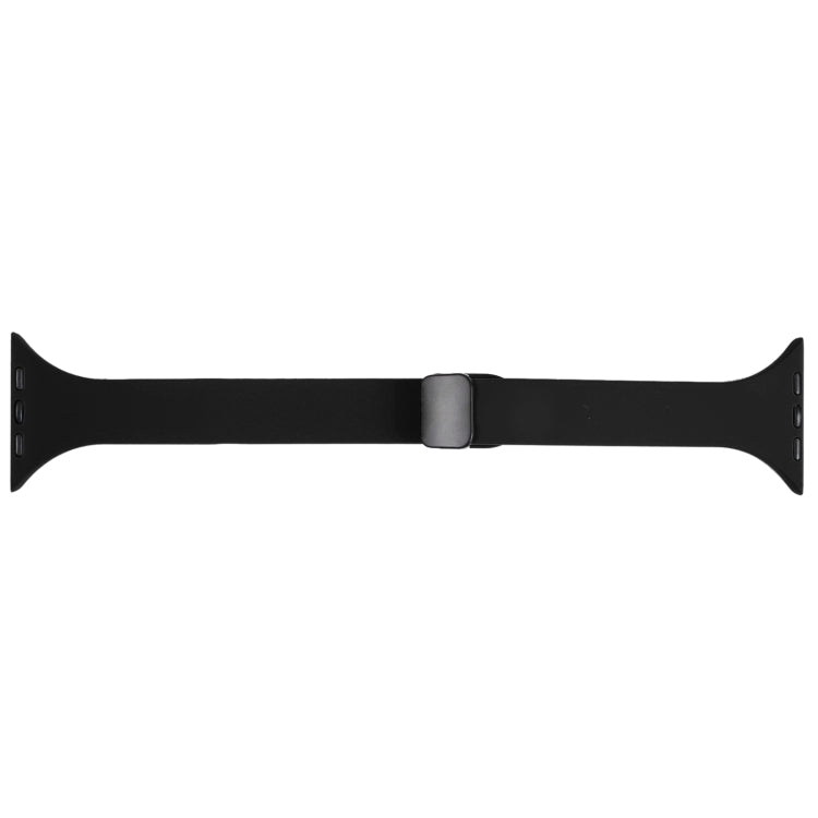 For Apple Watch SE 2022 40mm Magnetic Buckle Slim Silicone Watch Band(Black)