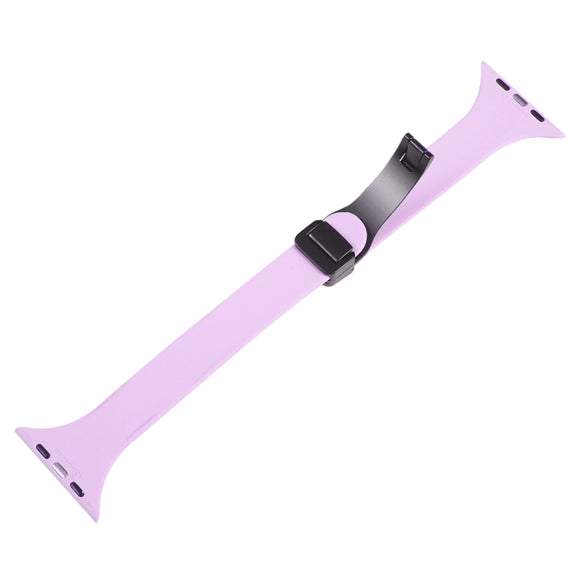 For Apple Watch SE 2022 40mm Magnetic Buckle Slim Silicone Watch Band(Lavender)