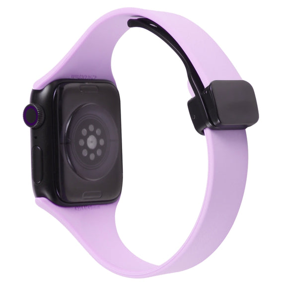 For Apple Watch SE 2022 40mm Magnetic Buckle Slim Silicone Watch Band(Lavender)