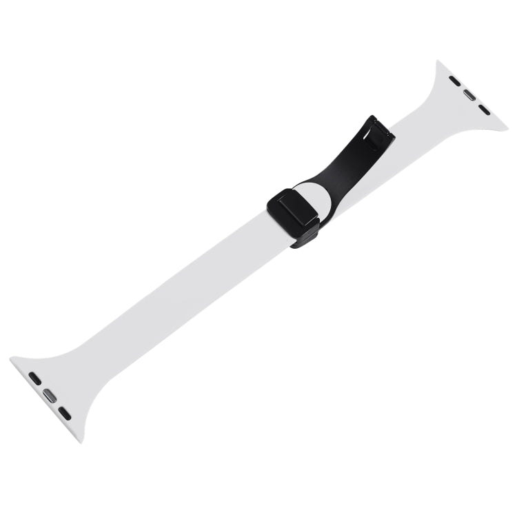 For Apple Watch SE 2022 44mm Magnetic Buckle Slim Silicone Watch Band(White)