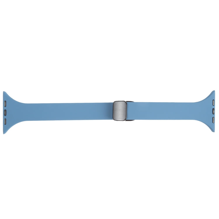For Apple Watch SE 2022 44mm Magnetic Buckle Slim Silicone Watch Band(Blue)