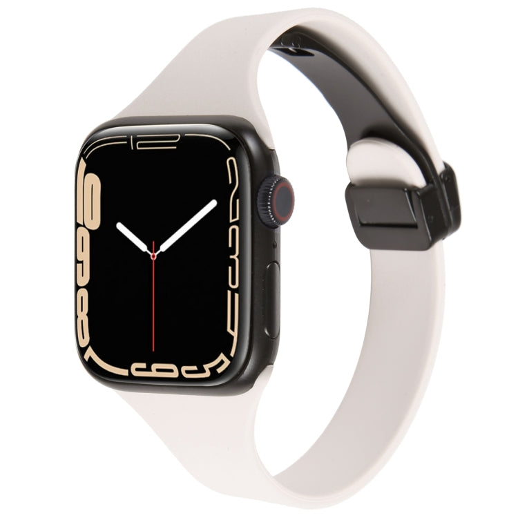 For Apple Watch SE 2022 44mm Magnetic Buckle Slim Silicone Watch Band(Starlight) - Watch Bands by PMC TechLife | Online Shopping South Africa | PMC TechLife