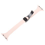 For Apple Watch SE 2022 44mm Magnetic Buckle Slim Silicone Watch Band(Pink)