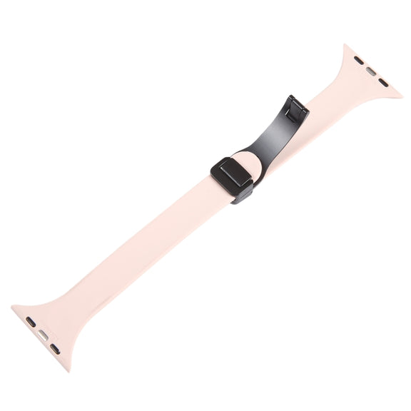 For Apple Watch SE 2022 44mm Magnetic Buckle Slim Silicone Watch Band(Pink)