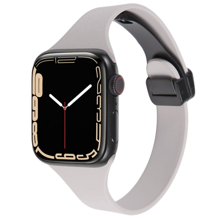 For Apple Watch SE 2022 44mm Magnetic Buckle Slim Silicone Watch Band(Rock Grey) - Watch Bands by PMC TechLife | Online Shopping South Africa | PMC TechLife