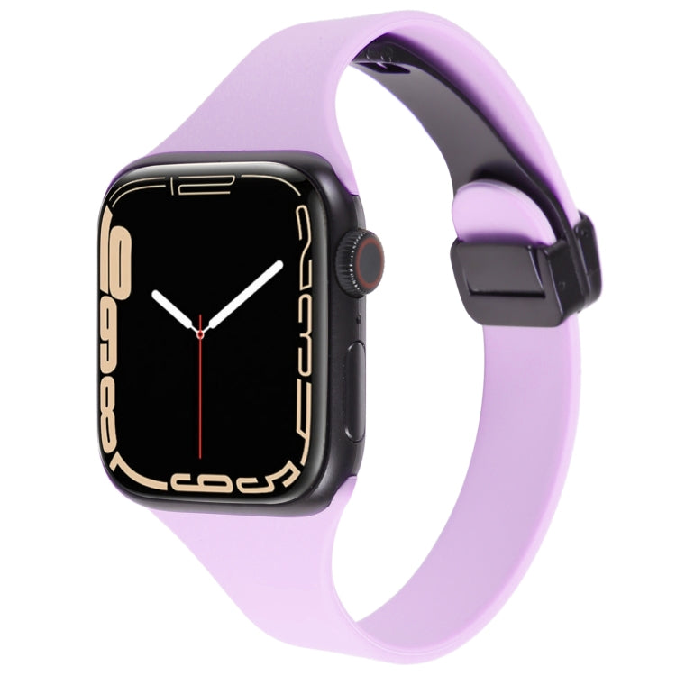 For Apple Watch SE 2022 44mm Magnetic Buckle Slim Silicone Watch Band(Lavender) - Watch Bands by PMC TechLife | Online Shopping South Africa | PMC TechLife