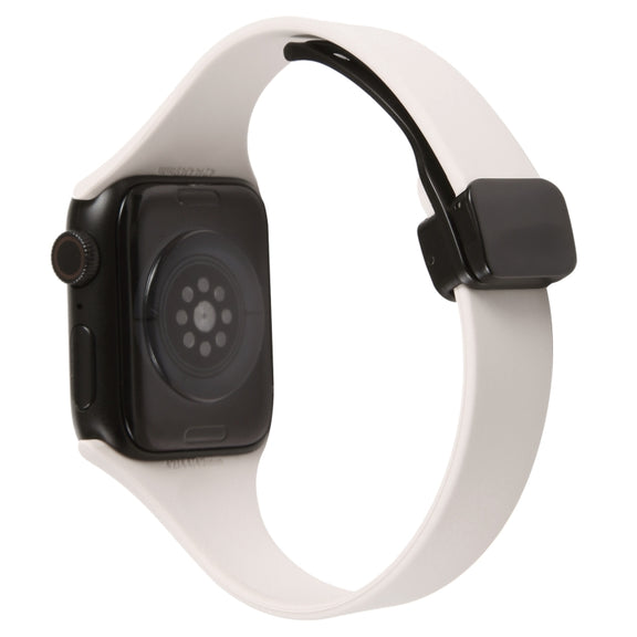 For Apple Watch 7 41mm Magnetic Buckle Slim Silicone Watch Band(Starlight)