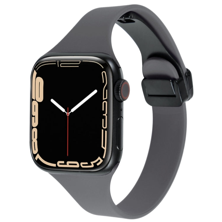 For Apple Watch 7 45mm Magnetic Buckle Slim Silicone Watch Band(Starry Grey) - Watch Bands by PMC TechLife | Online Shopping South Africa | PMC TechLife