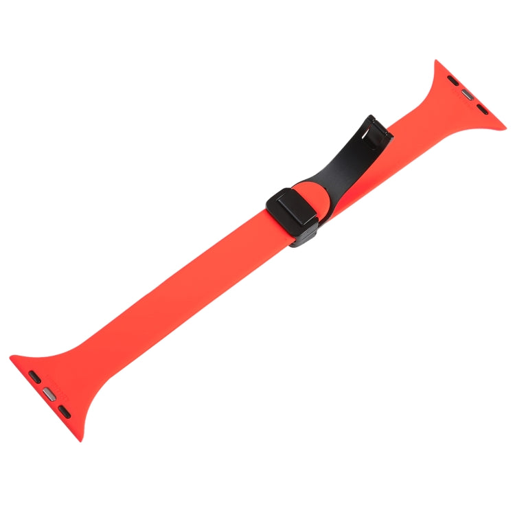 For Apple Watch 7 45mm Magnetic Buckle Slim Silicone Watch Band(Red) - Watch Bands by PMC TechLife | Online Shopping South Africa | PMC TechLife