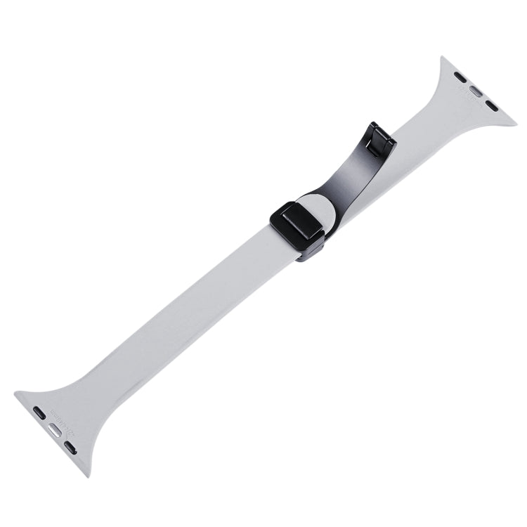 For Apple Watch 7 45mm Magnetic Buckle Slim Silicone Watch Band(Light Grey) - Watch Bands by PMC TechLife | Online Shopping South Africa | PMC TechLife