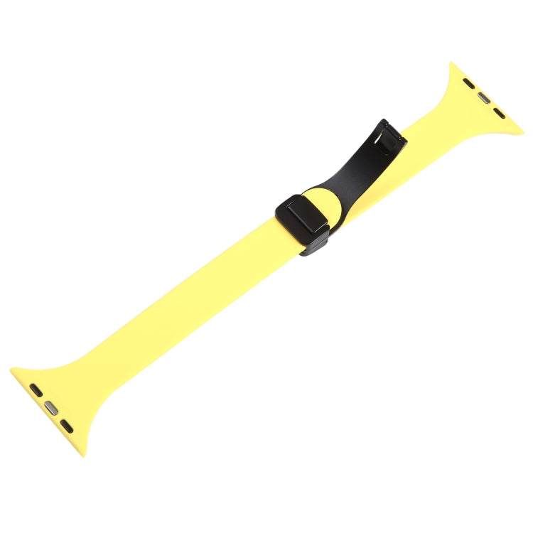 For Apple Watch SE 40mm Magnetic Buckle Slim Silicone Watch Band(Light Yellow)