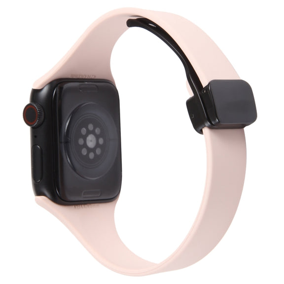 For Apple Watch SE 40mm Magnetic Buckle Slim Silicone Watch Band(Pink)
