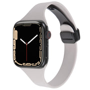 For Apple Watch SE 40mm Magnetic Buckle Slim Silicone Watch Band(Rock Grey)