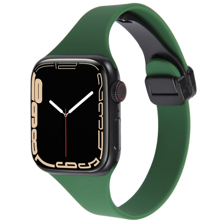 For Apple Watch SE 40mm Magnetic Buckle Slim Silicone Watch Band(Alfalfa Grass) - Watch Bands by PMC TechLife | Online Shopping South Africa | PMC TechLife