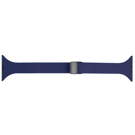 For Apple Watch SE 44mm Magnetic Buckle Slim Silicone Watch Band(Midnight Blue)