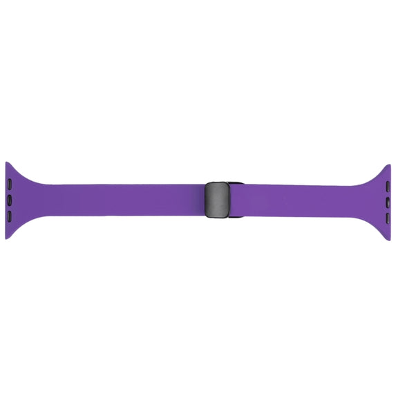 For Apple Watch SE 44mm Magnetic Buckle Slim Silicone Watch Band(Dark Purple)