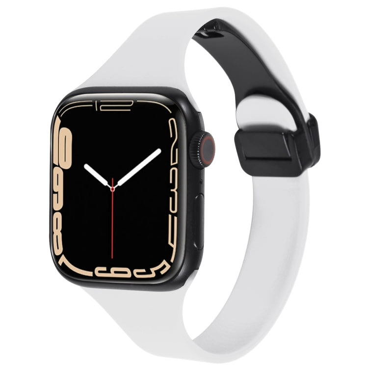 For Apple Watch SE 44mm Magnetic Buckle Slim Silicone Watch Band(White) - Watch Bands by PMC TechLife | Online Shopping South Africa | PMC TechLife