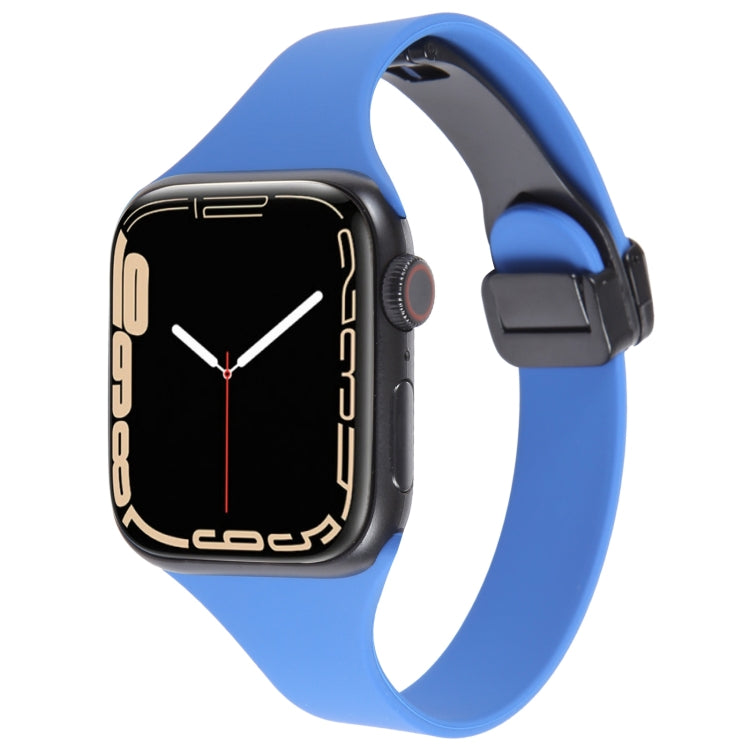 For Apple Watch SE 44mm Magnetic Buckle Slim Silicone Watch Band(Royal Blue) - Watch Bands by PMC TechLife | Online Shopping South Africa | PMC TechLife