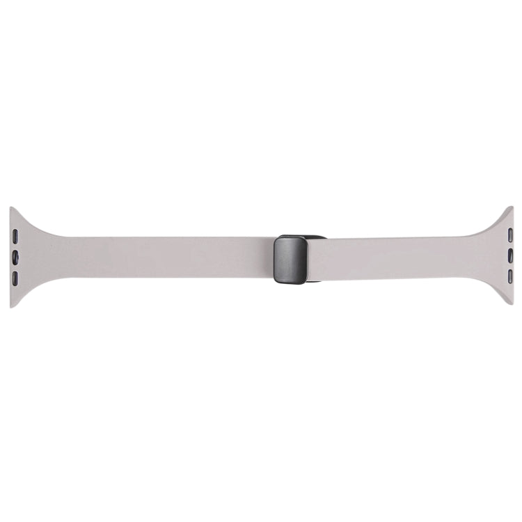 For Apple Watch SE 44mm Magnetic Buckle Slim Silicone Watch Band(Rock Grey)