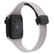 For Apple Watch SE 44mm Magnetic Buckle Slim Silicone Watch Band(Rock Grey)
