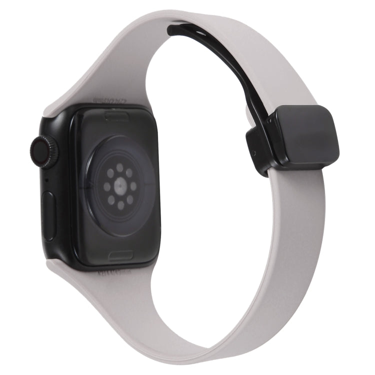 For Apple Watch 6 40mm Magnetic Buckle Slim Silicone Watch Band(Rock Grey)