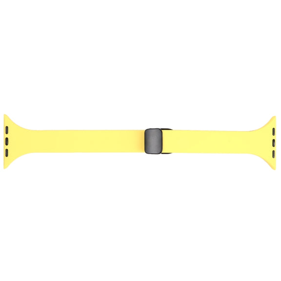 For Apple Watch 6 44mm Magnetic Buckle Slim Silicone Watch Band(Light Yellow)