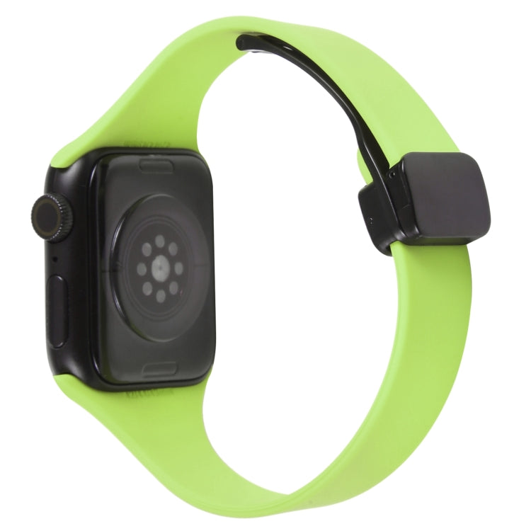 For Apple Watch 6 44mm Magnetic Buckle Slim Silicone Watch Band(Green)