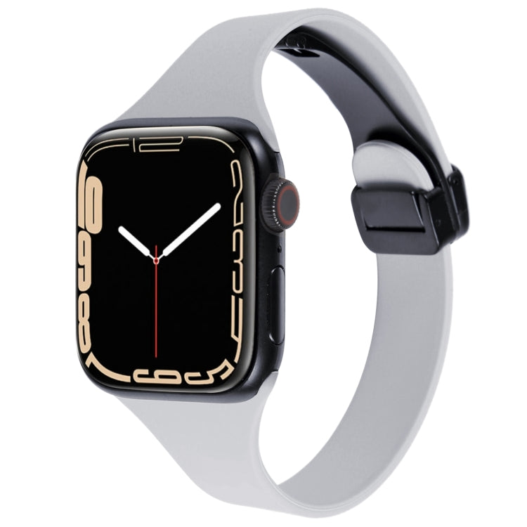 For Apple Watch 6 44mm Magnetic Buckle Slim Silicone Watch Band(Light Grey) - Watch Bands by PMC TechLife | Online Shopping South Africa | PMC TechLife