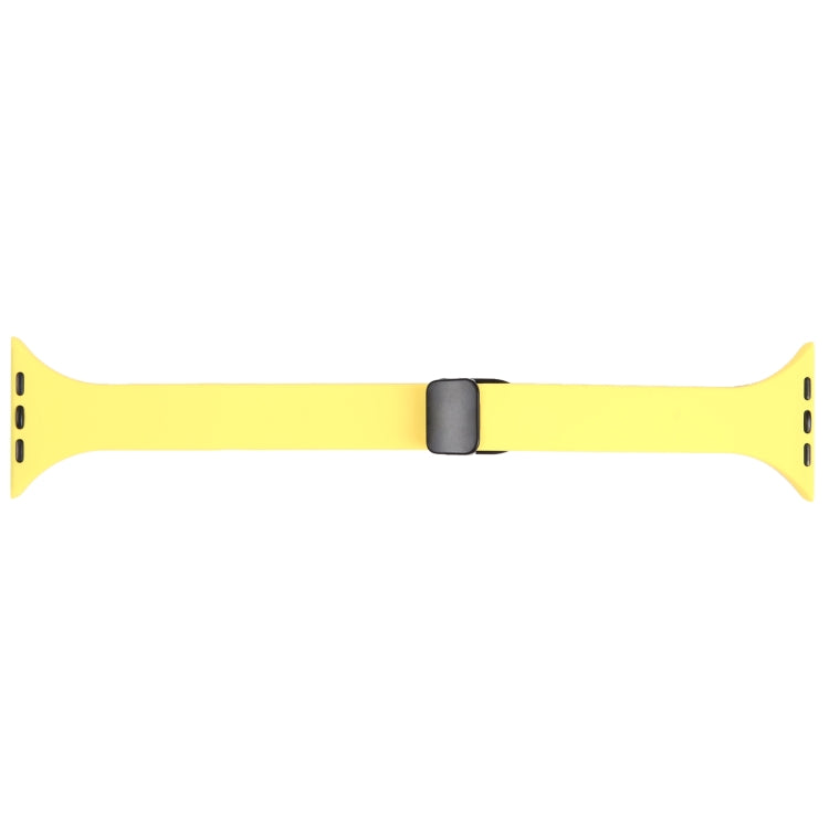 For Apple Watch 5 44mm Magnetic Buckle Slim Silicone Watch Band(Light Yellow) - Watch Bands by PMC TechLife | Online Shopping South Africa | PMC TechLife