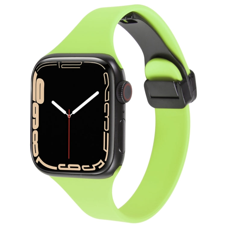 For Apple Watch 5 40mm Magnetic Buckle Slim Silicone Watch Band(Green) - Watch Bands by PMC TechLife | Online Shopping South Africa | PMC TechLife