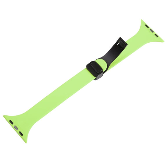For Apple Watch 5 40mm Magnetic Buckle Slim Silicone Watch Band(Green)