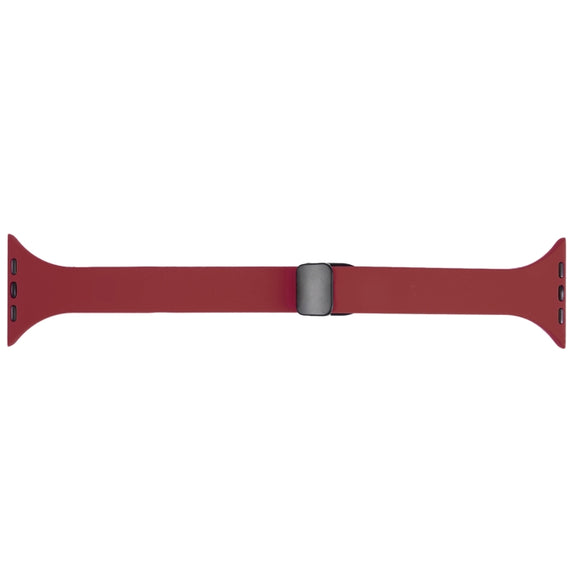 For Apple Watch 4 44mm Magnetic Buckle Slim Silicone Watch Band(Wine Red)