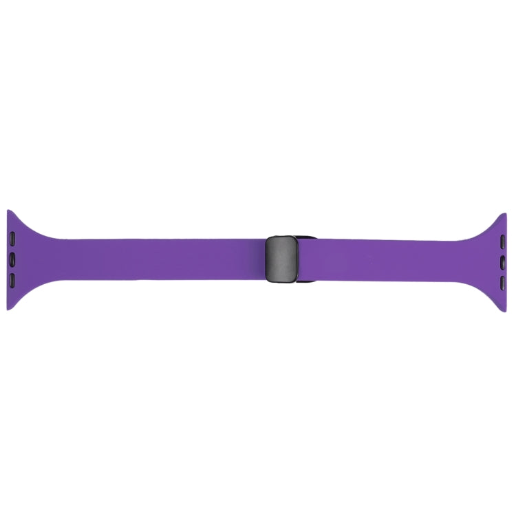 For Apple Watch 4 44mm Magnetic Buckle Slim Silicone Watch Band(Dark Purple)
