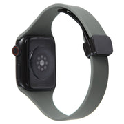 For Apple Watch 3 38mm Magnetic Buckle Slim Silicone Watch Band(Army Green)