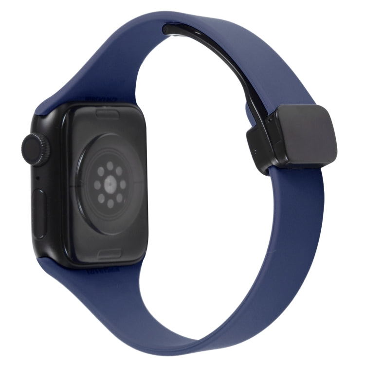 For Apple Watch 3 42mm Magnetic Buckle Slim Silicone Watch Band(Midnight Blue) - Watch Bands by PMC TechLife | Online Shopping South Africa | PMC TechLife
