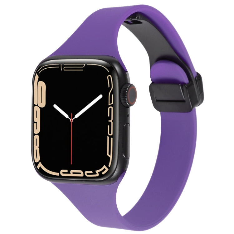 For Apple Watch 3 42mm Magnetic Buckle Slim Silicone Watch Band(Dark Purple) - Watch Bands by PMC TechLife | Online Shopping South Africa | PMC TechLife