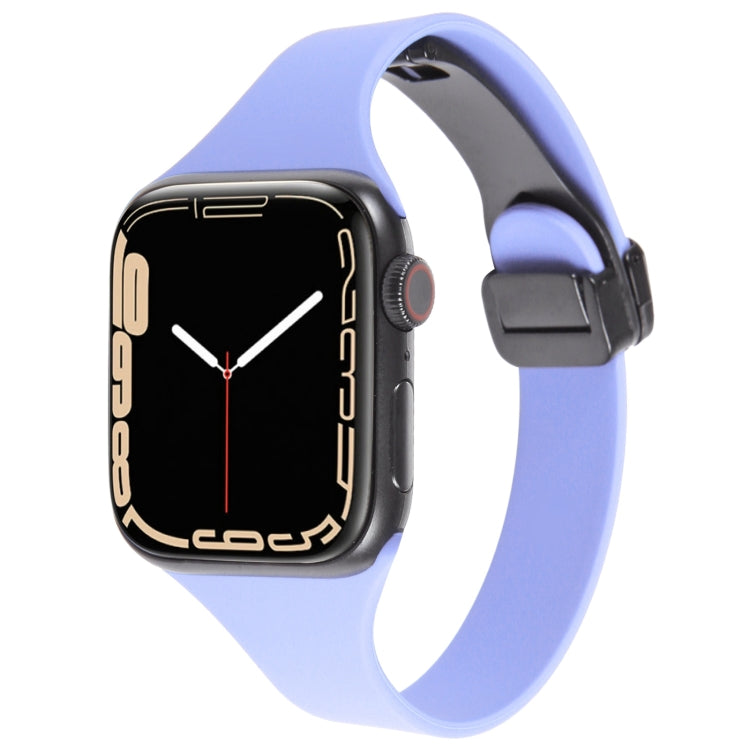 For Apple Watch 3 42mm Magnetic Buckle Slim Silicone Watch Band(Light Purple) - Watch Bands by PMC TechLife | Online Shopping South Africa | PMC TechLife