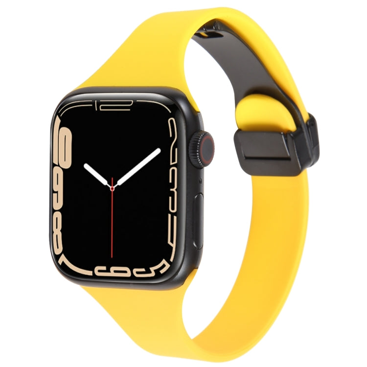 For Apple Watch 2 42mm Magnetic Buckle Slim Silicone Watch Band(Yellow) - Watch Bands by PMC TechLife | Online Shopping South Africa | PMC TechLife
