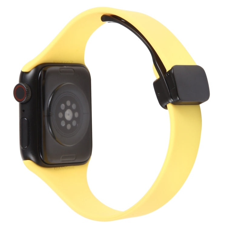 For Apple Watch 2 42mm Magnetic Buckle Slim Silicone Watch Band(Light Yellow) - Watch Bands by PMC TechLife | Online Shopping South Africa | PMC TechLife