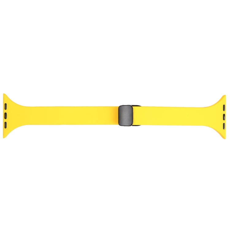 For Apple Watch 42mm Magnetic Buckle Slim Silicone Watch Band(Yellow) - Watch Bands by PMC TechLife | Online Shopping South Africa | PMC TechLife