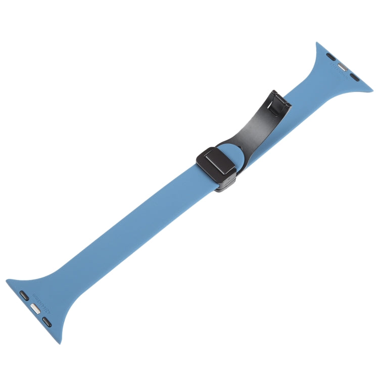For Apple Watch 42mm Magnetic Buckle Slim Silicone Watch Band(Blue) - Watch Bands by PMC TechLife | Online Shopping South Africa | PMC TechLife