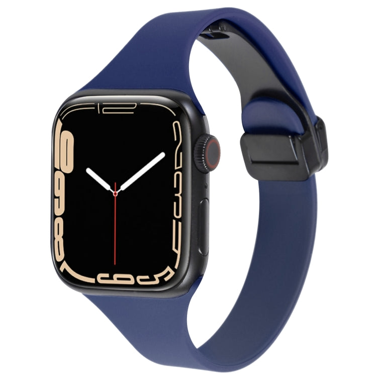 For Apple Watch 38mm Magnetic Buckle Slim Silicone Watch Band(Midnight Blue) - Watch Bands by PMC TechLife | Online Shopping South Africa | PMC TechLife