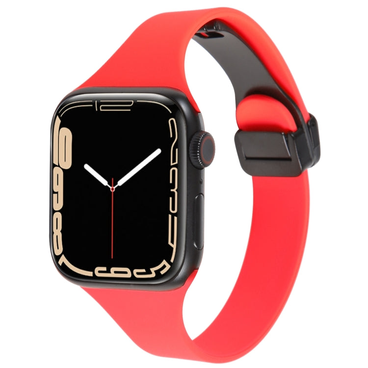 For Apple Watch 38mm Magnetic Buckle Slim Silicone Watch Band(Red) - Watch Bands by PMC TechLife | Online Shopping South Africa | PMC TechLife