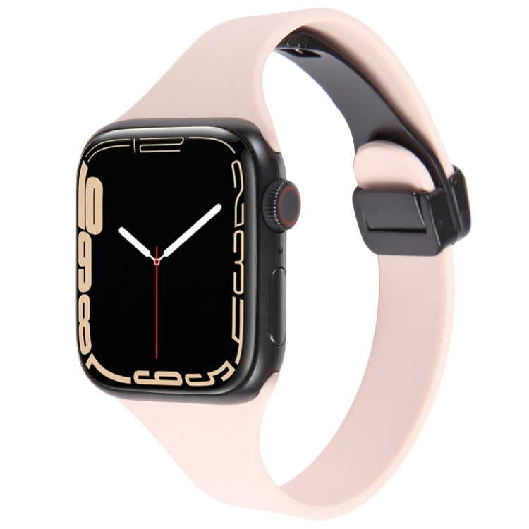 For Apple Watch 38mm Magnetic Buckle Slim Silicone Watch Band(Pink) - Watch Bands by PMC TechLife | Online Shopping South Africa | PMC TechLife