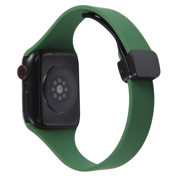For Apple Watch 38mm Magnetic Buckle Slim Silicone Watch Band(Alfalfa Grass)
