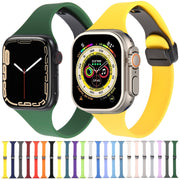 For Apple Watch SE 44mm Magnetic Buckle Slim Silicone Watch Band(Rock Grey)