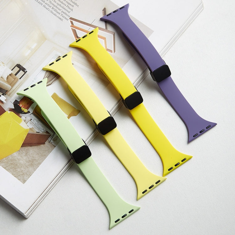 For Apple Watch 7 41mm Magnetic Buckle Slim Silicone Watch Band(Starlight)