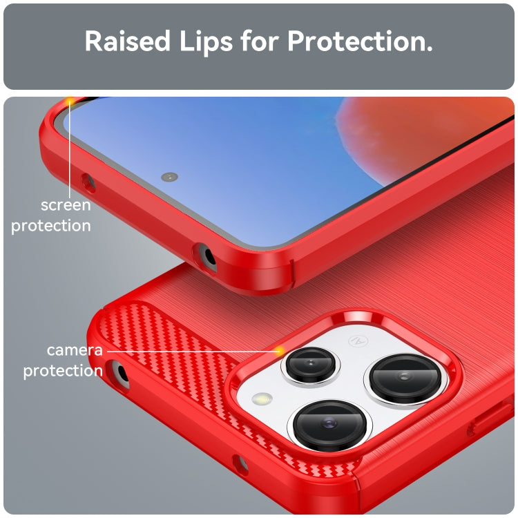 For Xiaomi Redmi 12 Carbon Fiber Brushed Texture TPU Phone Case(Red)
