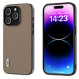 For iPhone 15 Pro Max ABEEL Genuine Leather Litchi Texture Phone Case(Grey) - free shipping - PMC TechLife - Order now!