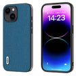 For iPhone 14 ABEEL Genuine Leather Litchi Texture Phone Case(Blue) - free shipping - PMC TechLife - Order now!